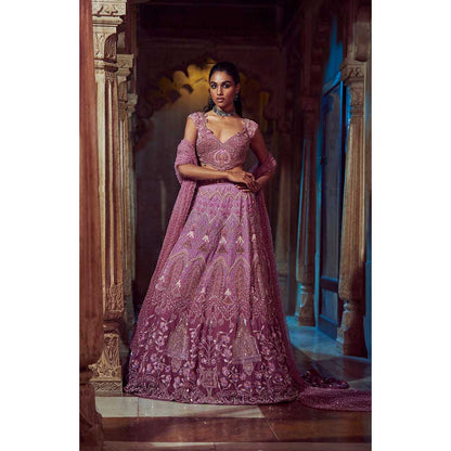 Jigar and Nikita Ombre Sombre Blouse and Lehenga with Dupatta (Set of 3)