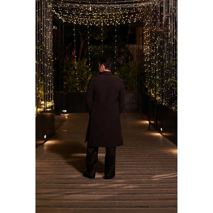 Jigar and Nikita Black Neil Jacket with Kurta and Pant (Set of 3)