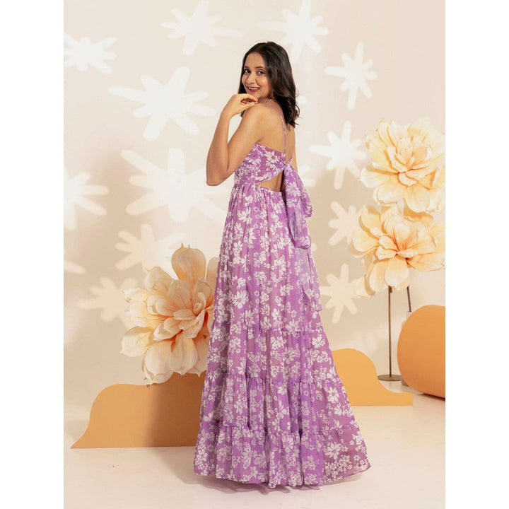 B'Infinite Lavender Orchid Floral Long Dress