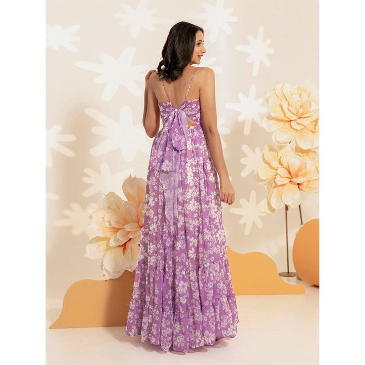 B'Infinite Lavender Orchid Floral Long Dress