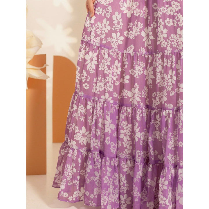 B'Infinite Lavender Orchid Floral Long Dress