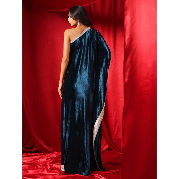 B'Infinite Celestial Navy Blue Velvet Kaftan Gown