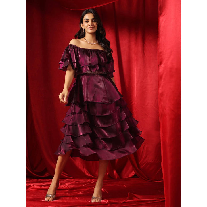 B'Infinite Rasin Purple Cascade Elegance Dress