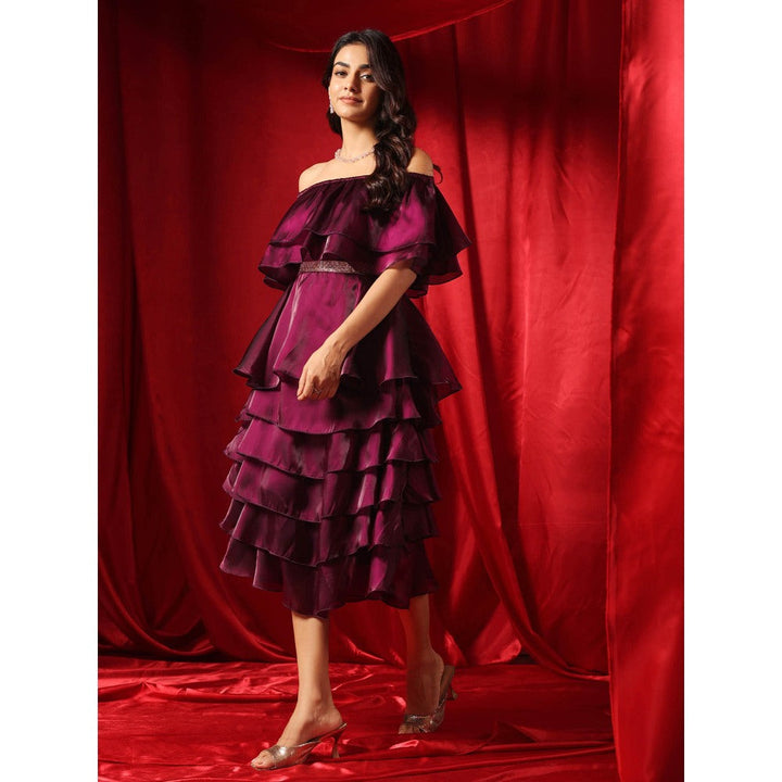 B'Infinite Rasin Purple Cascade Elegance Dress