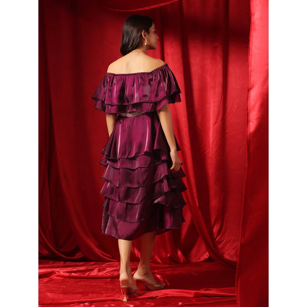 B'Infinite Rasin Purple Cascade Elegance Dress