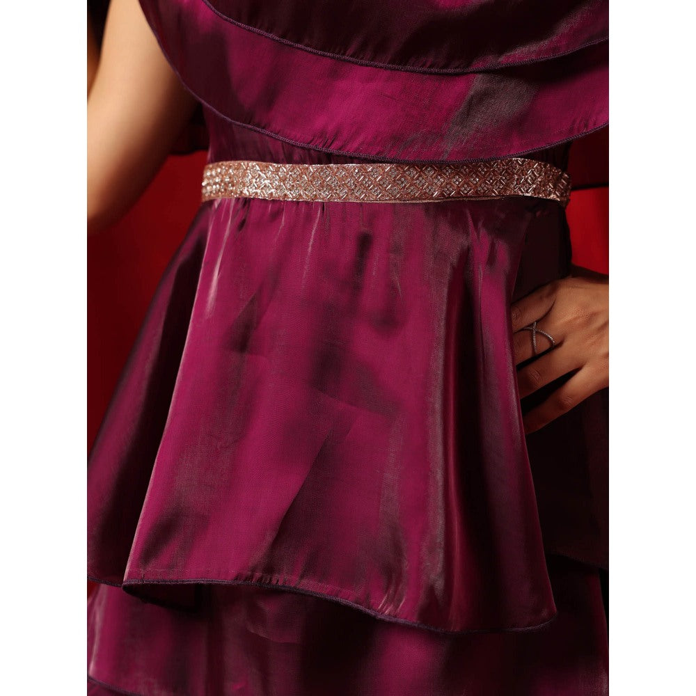 B'Infinite Rasin Purple Cascade Elegance Dress