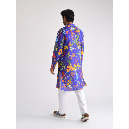 Blushing Couture by Shafali Purple Printed Men Kurta (Set of 2)