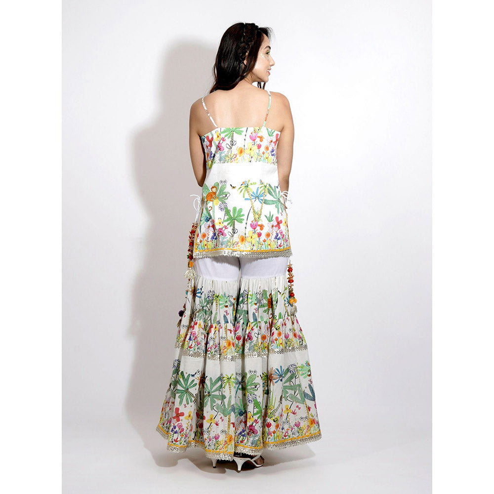 Blushing Couture by Shafali Gardenia Printed Sharara (Set of 3)