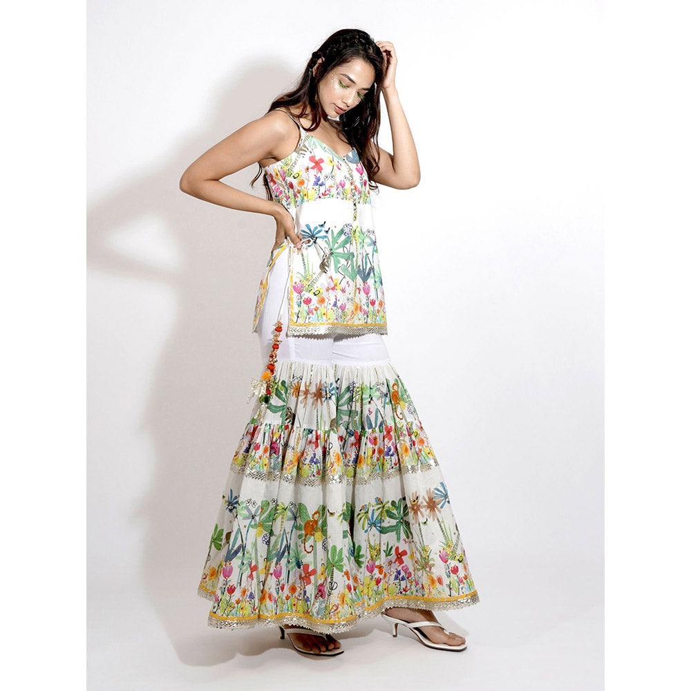 Blushing Couture by Shafali Gardenia Printed Sharara (Set of 3)