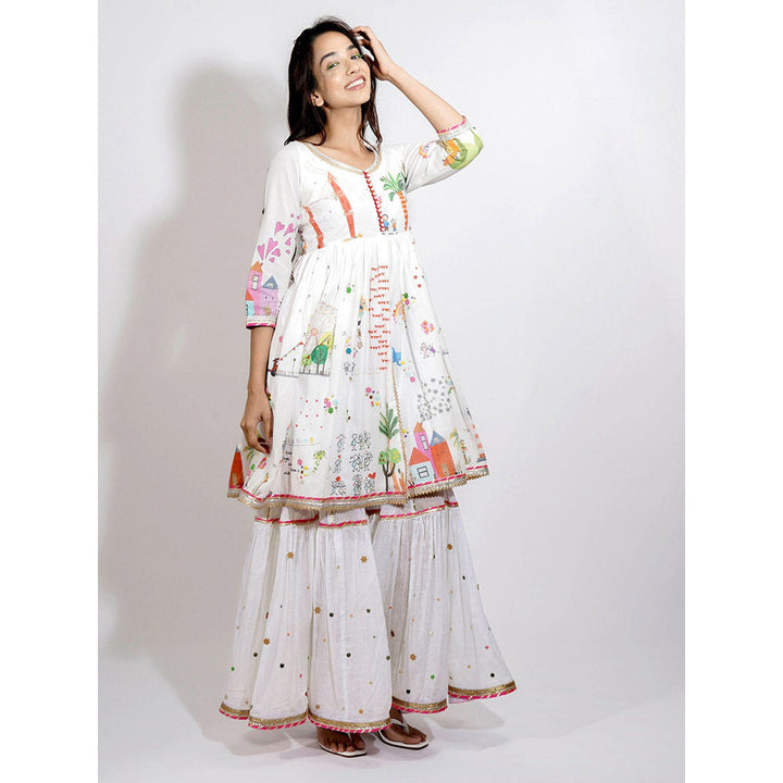 Blushing Couture by Shafali Europe Kurta with Sharara (Set of 3)