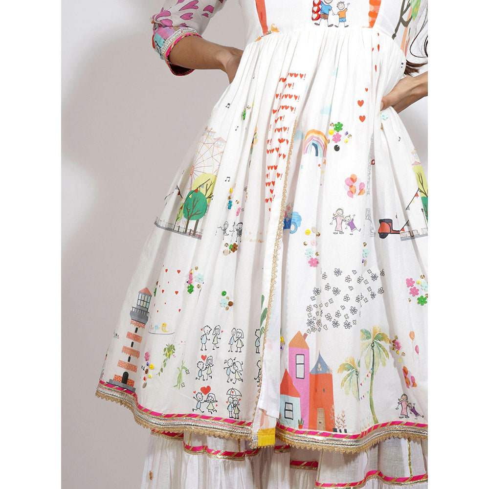 Blushing Couture by Shafali Europe Kurta with Sharara (Set of 3)