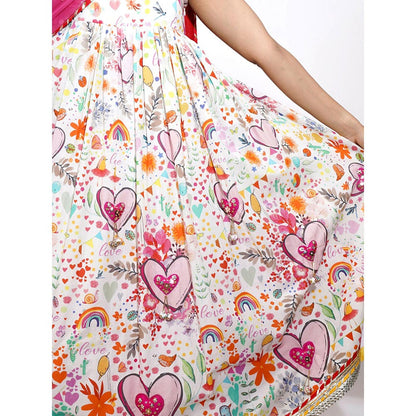 Blushing Couture by Shafali Heart Print Embroidered Anarkali (Set of 3)