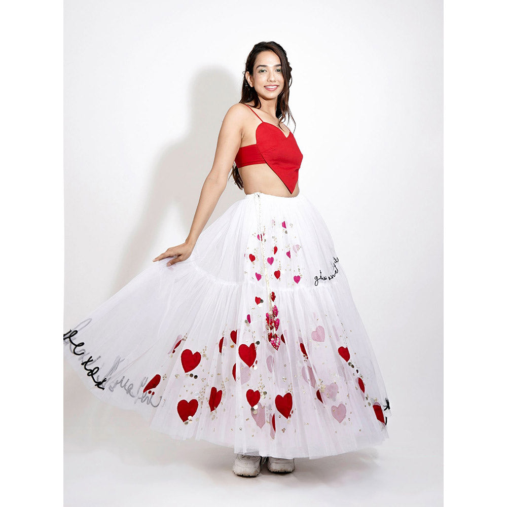 Blushing Couture by Shafali Red Heart Lehenga (Set of 2)