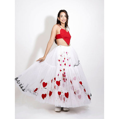 Blushing Couture by Shafali Red Heart Lehenga (Set of 2)