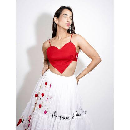 Blushing Couture by Shafali Red Heart Lehenga (Set of 2)