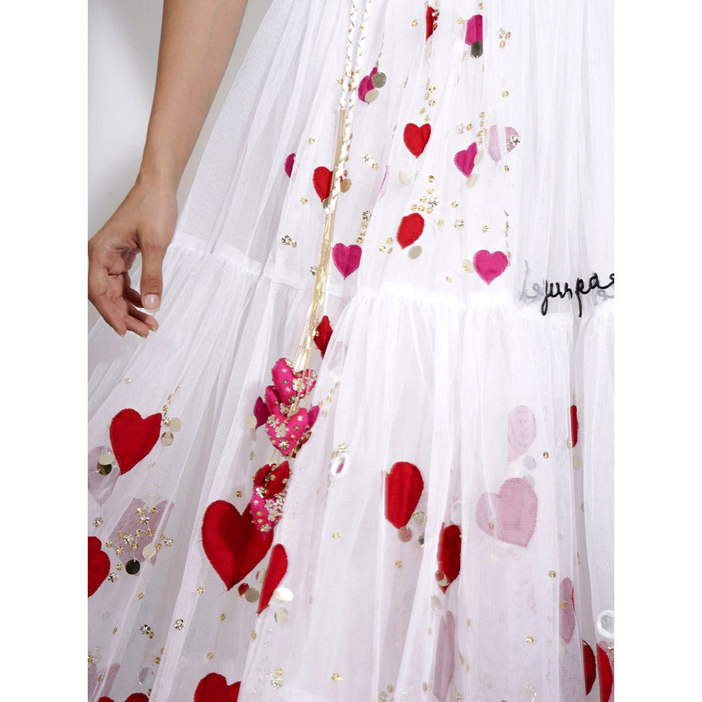 Blushing Couture by Shafali Red Heart Lehenga (Set of 2)