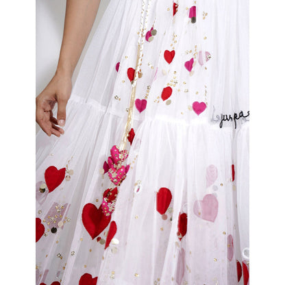 Blushing Couture by Shafali Red Heart Lehenga (Set of 2)