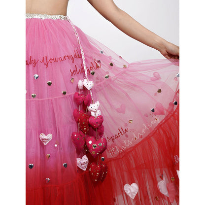 Blushing Couture by Shafali Pink Heart Lehenga (Set of 3)