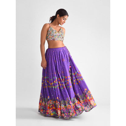 Blushing Couture by Shafali Purple Carnival Lehenga (Set of 2)