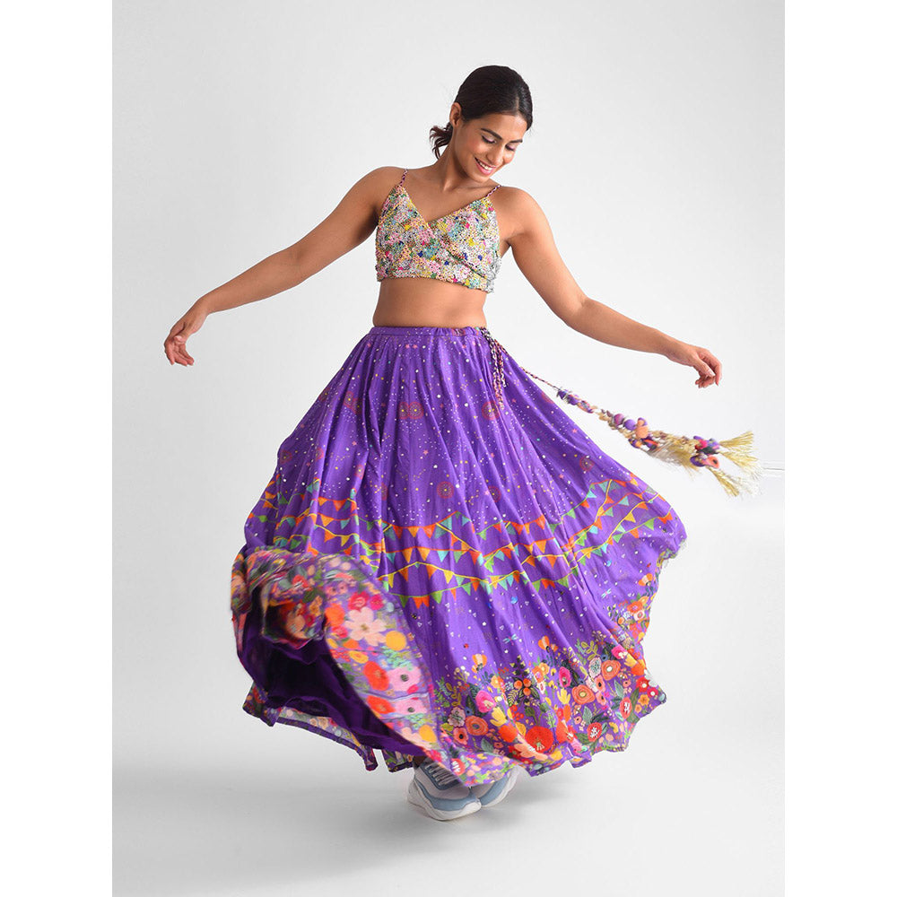 Blushing Couture by Shafali Purple Carnival Lehenga (Set of 2)