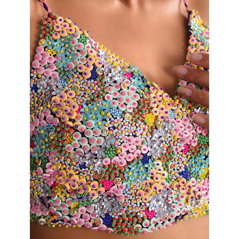 Blushing Couture by Shafali Purple Carnival Lehenga (Set of 2)