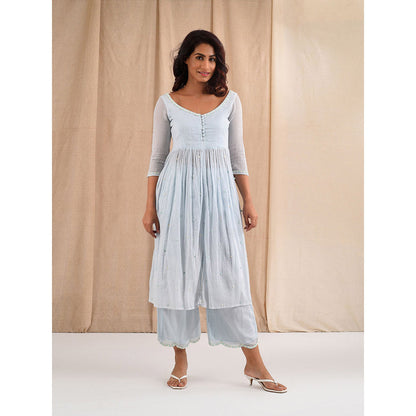 Blushing Couture by Shafali Blue Cotton Suit (Set of 2)