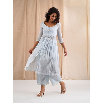 Blushing Couture by Shafali Blue Cotton Suit (Set of 2)