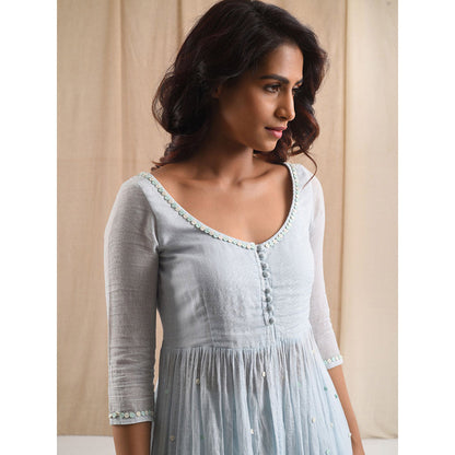 Blushing Couture by Shafali Blue Cotton Suit (Set of 2)