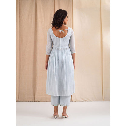 Blushing Couture by Shafali Blue Cotton Suit (Set of 2)