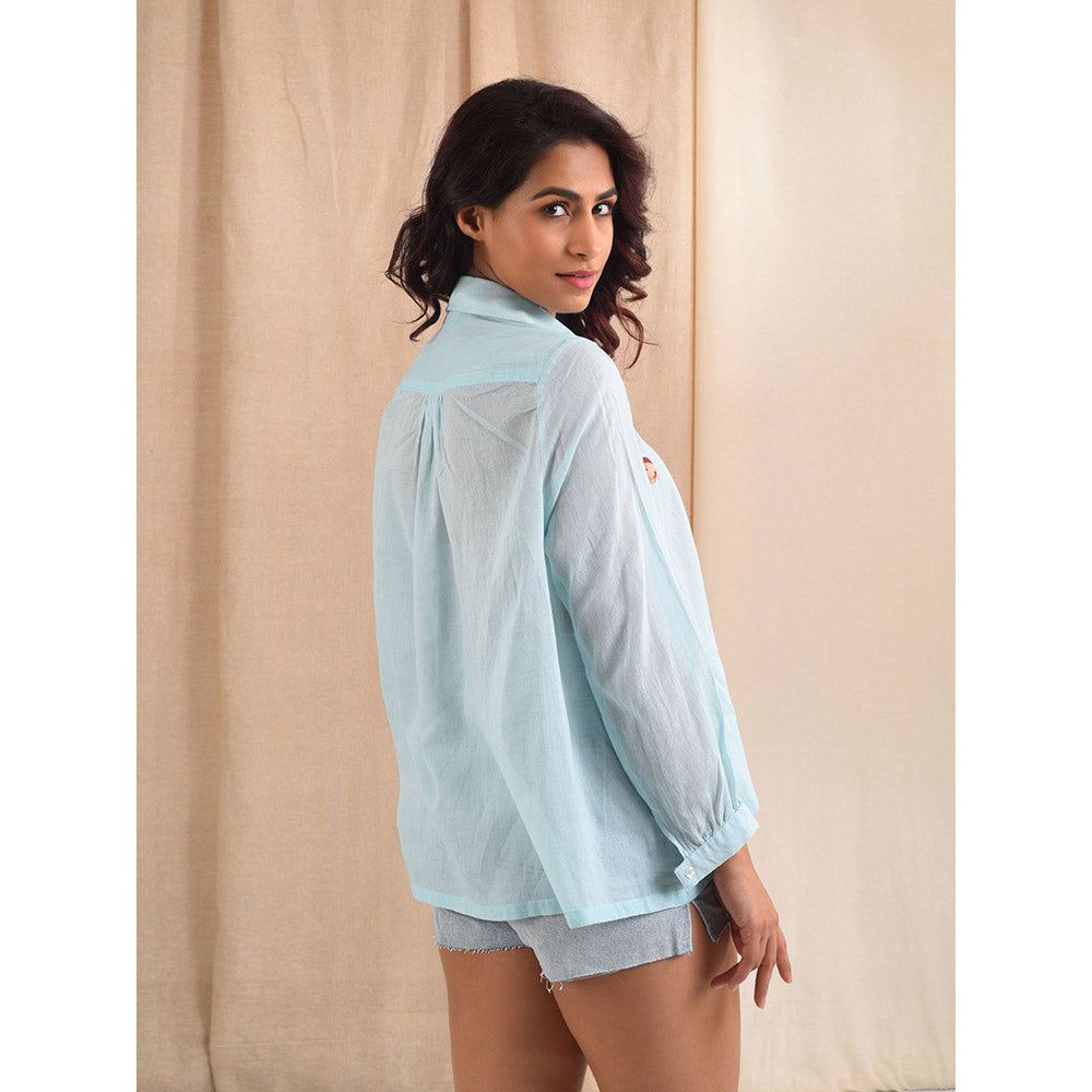 Blushing Couture by Shafali Blue Doll Face Shirt