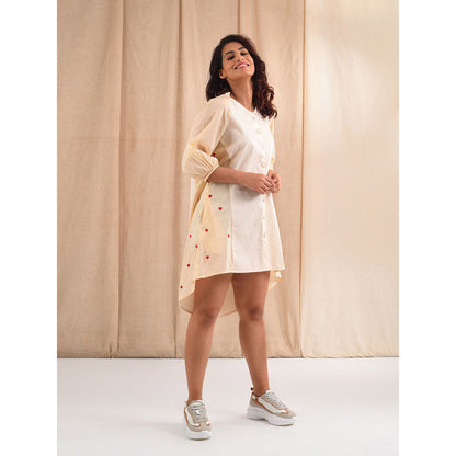 Blushing Couture by Shafali Cream Cotton Shirt Dress