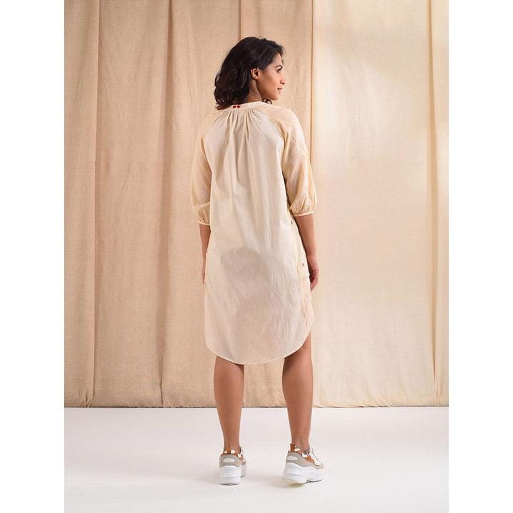 Blushing Couture by Shafali Cream Cotton Shirt Dress
