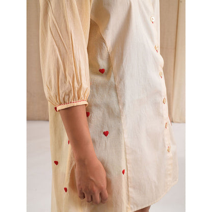 Blushing Couture by Shafali Cream Cotton Shirt Dress