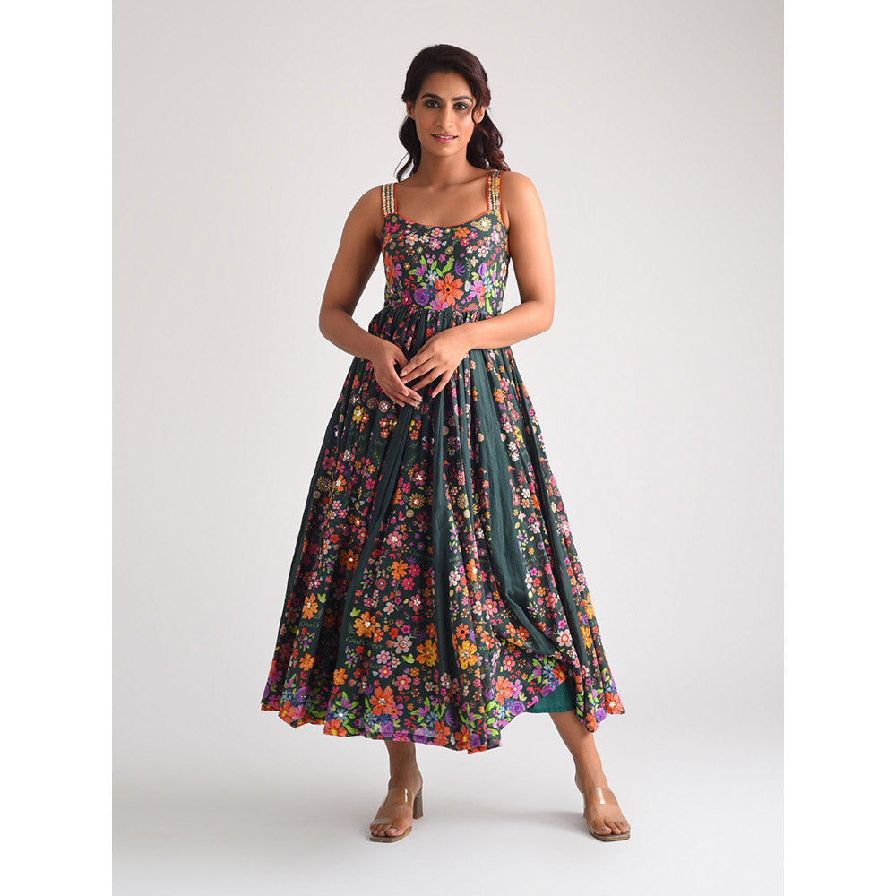 Blushing Couture by Shafali Strappy Green Cotton Dress