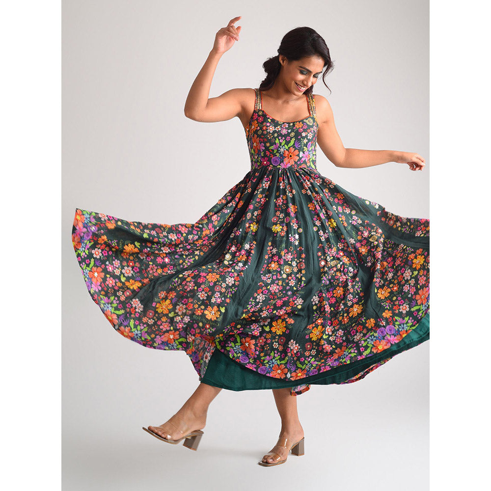 Blushing Couture by Shafali Strappy Green Cotton Dress