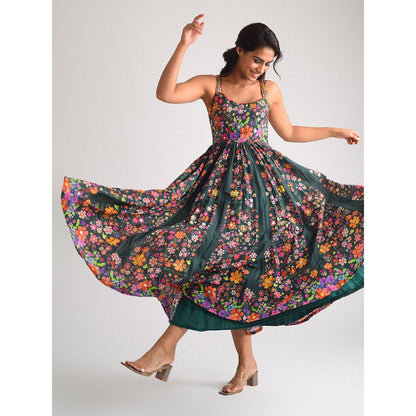 Blushing Couture by Shafali Strappy Green Cotton Dress