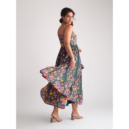 Blushing Couture by Shafali Strappy Green Cotton Dress