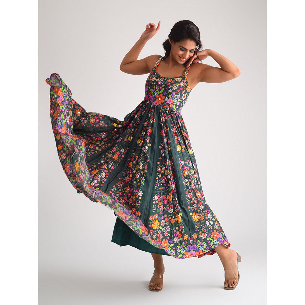 Blushing Couture by Shafali Strappy Green Cotton Dress