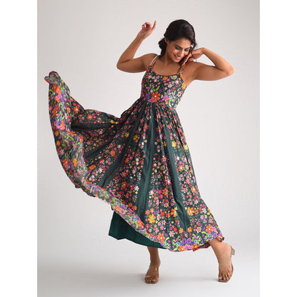 Blushing Couture by Shafali Strappy Green Cotton Dress