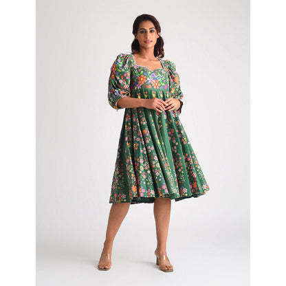 Blushing Couture by Shafali Short Green Cotton Dress