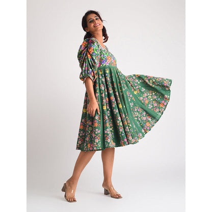 Blushing Couture by Shafali Short Green Cotton Dress