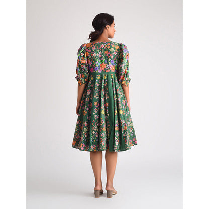 Blushing Couture by Shafali Short Green Cotton Dress