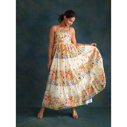 Blushing Couture by Shafali Cream Cotton Dress