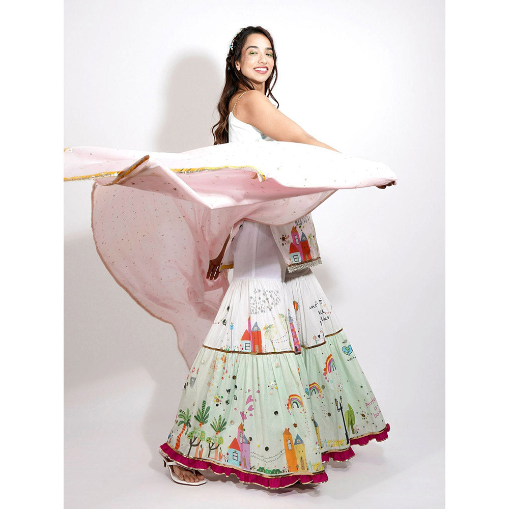 Blushing Couture by Shafali Europe Printed Sharara (Set of 3)