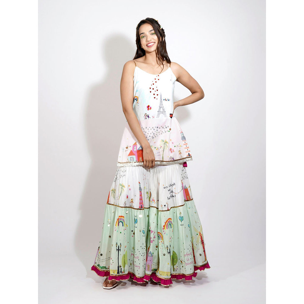 Blushing Couture by Shafali Europe Printed Sharara (Set of 3)