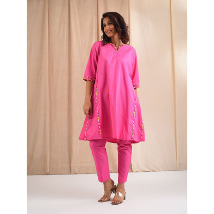 Blushing Couture by Shafali Fuchsia Cotton Suit (Set of 2)