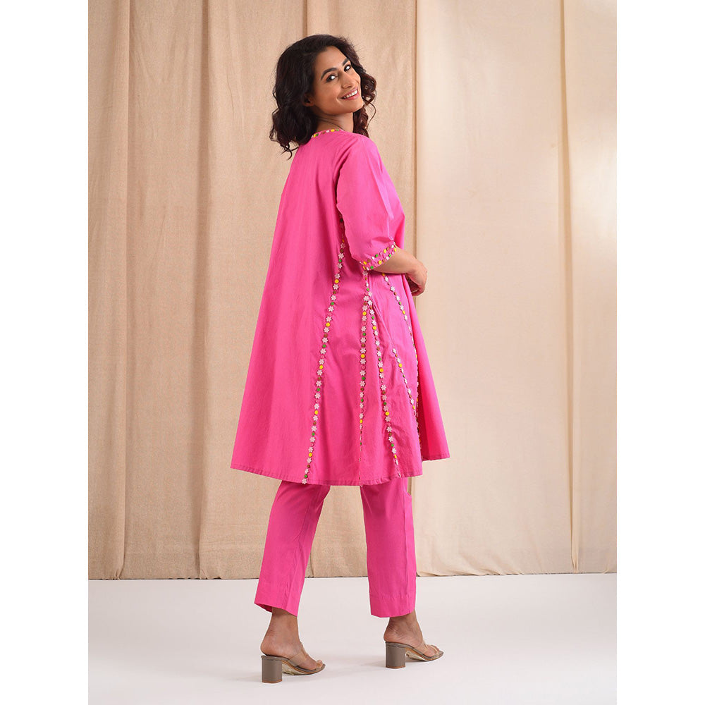 Blushing Couture by Shafali Fuchsia Cotton Suit (Set of 2)