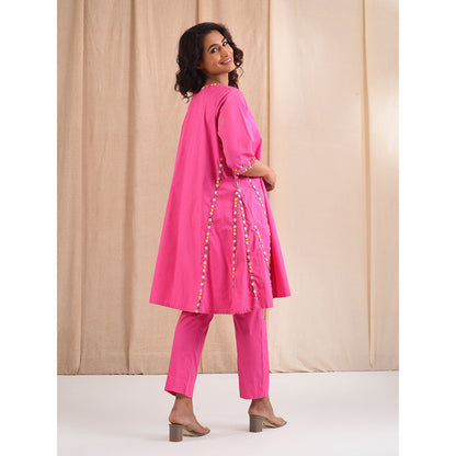 Blushing Couture by Shafali Fuchsia Cotton Suit (Set of 2)