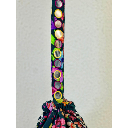 Blushing Couture by Shafali Green Printed Potli Bag