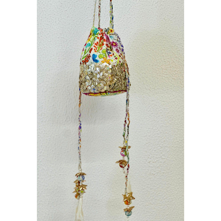 Blushing Couture by Shafali Ivory and Gold Potli Bag